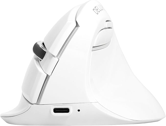 DELUX Wireless Ergonomic Mouse, Vertical Mouse for Small Hands, Silent Click Ergo Mouse, Up to 4000 DPI, 6 Buttons, Rechargeable, 2.4G/BT 5.2 Dual-Mode, Compatible with Laptop/PC (M618MINI-White)