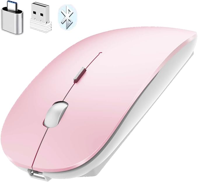 PEIBO Bluetooth Wireless Mouse for Laptop mac MacBook ipad MacBook air MacBook pro pc Desktop Computer Windows Chromebook Notebook (Jelly Pink)