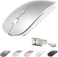 KLO Rechargeable Bluetooth 5.2/3.0/Type-C/USB-2.4G Mouse for MacBook/MacBook air/Pro/iPad, Wireless Mouse for Laptop/Notebook/pc/iPad/Chromebook (Silver)