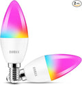 OHLUX E12 Led Bulb, Smart Candelabra Led Light Bulbs 4W 40 Watt Equivalent Work with Google/Alexa, Alexa WiFi Lights Bulbs RGBCW 16 Million Colors, 2.4GHz WiFi Only, No Hub Required, 2 Pack