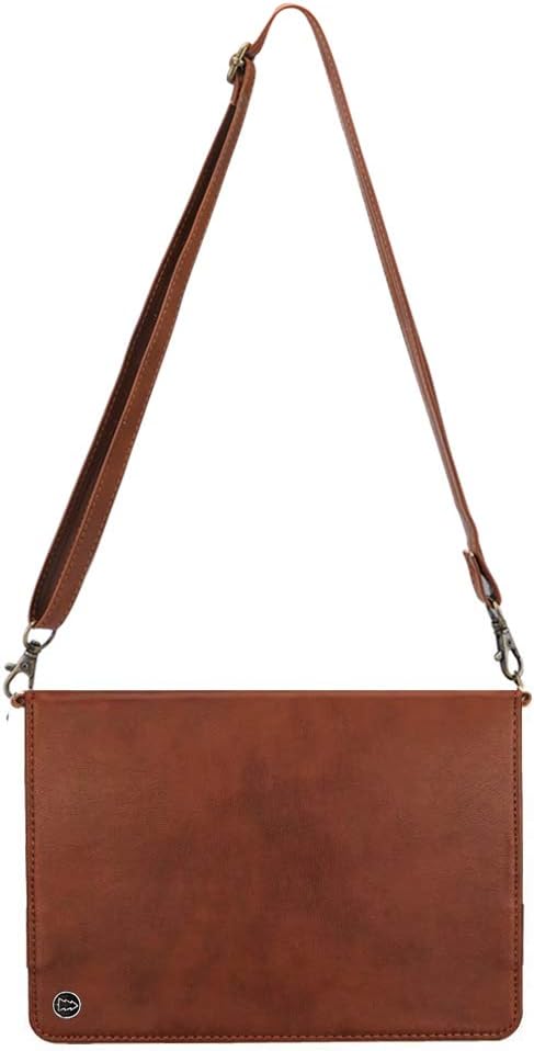 Handbag Case for iPad (A16) 11" 2025 & iPad 10th Gen 10.9", Techcircle Folio Stand PU Leather Multi-Card Slots Envelope Pocket Wallet Cover with Hand Strap+Shoulder Strap+Pen Holder, Coffee