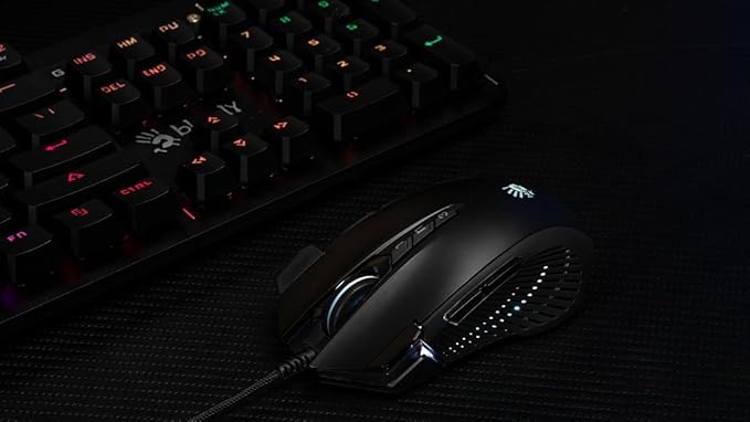 Bloody J90s RGB Gaming Mouse, High Precision 8000 CPI, 150 IPS, 25g Acceleration, 12 Customizable Buttons, Ambidextrous