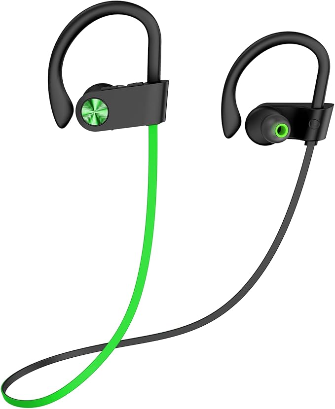 KALOC Bluetooth Headphones, HiFi Bass Stereo Earbuds with Noise Cancelling Mic, IPX7 Waterproof & 12 Hours Play Time, Wireless Sports Headsets for Workout Running