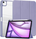 Clear Case for iPad Air 13 Inch (M4 2026/M3 2025/M2 2024)&iPad Pro 12.9 6th/5th/4th/3rd Gen (2018-2022) with Pencil Holder, Magnetic Trifold Smart Stand Cover Auto Wake Sleep (Lavender Purple)