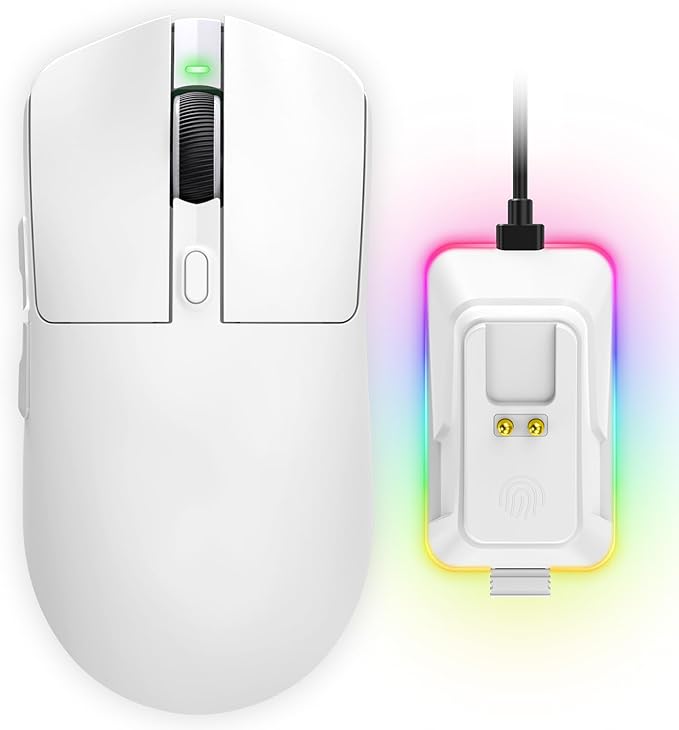 Wireless Gaming Mouse, Tri-Mode 2.4GHz/USB-C/Bluetooth Wireless Mouse with RGB Charging Dock, 24000 DPI, 60Hrs Battery, Ergonomic Lightweight Rechargeable Computer Mice Compatible with PC Mac Laptop