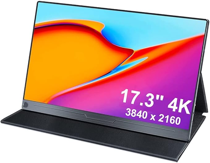 EDIY 17.3 inch 4K Screen HDR Portable Monitor Gaming FreeSync 3840x2160 External Display 100 Percent Adobe RGB IPS Eye Care Screen DP HDMI for Xbox PS4 PS5 Switch Laptop PC Phone Mac Raspberry Pi