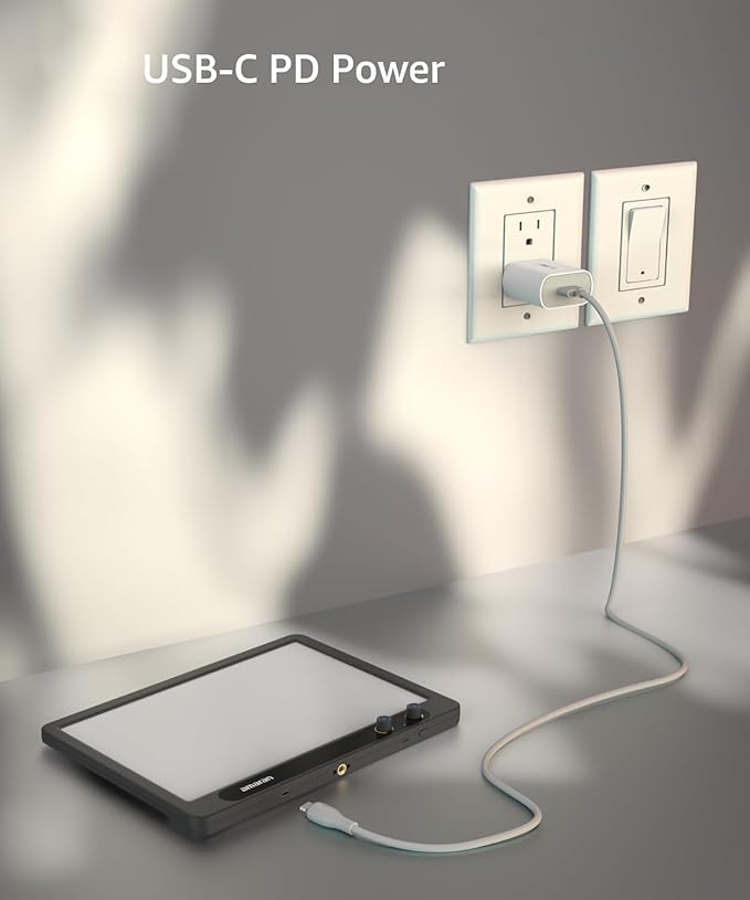 Amaran Verge Edge-lit Rectangular Panel Light, 96+ CRI,0-100% Brightness & 2700K-6500K,Bi-Color,Front-Facing Knobs and APP Control, USB-C PD, Silent for Streaming & Video Gaming Studio (Charcoal)