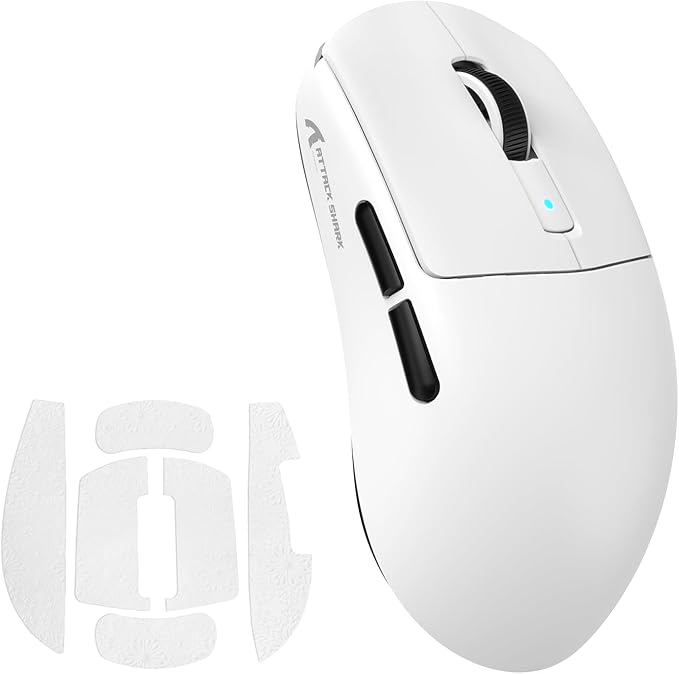 LexonElec Attack Shark R6 Wireless Gaming Mouse Anti-Slip Sticker, Mouse Anti Slip Grip Tape Skins for Sweat Resistant, Elastics Refined Side Grips, Easy to Apply, Ultra-Thin 0.5mm (0.02in) - White