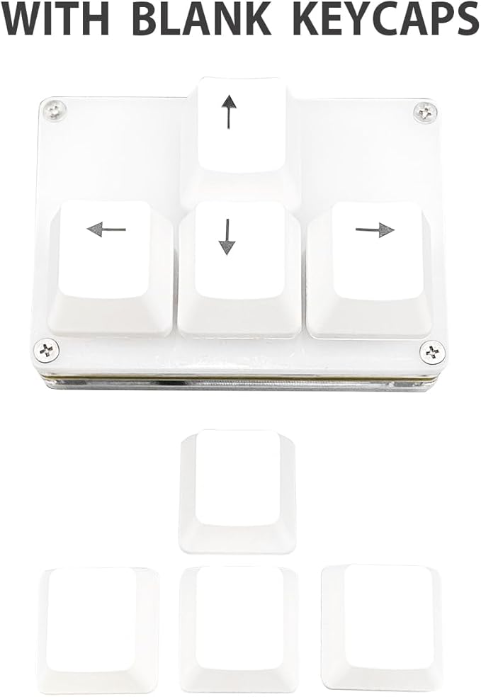 BTXETUEL Mini 4-Key Keypad WASD Arrow Key Keycaps Keyboard One-Handed Mechanical Gaming Keypad Programmable USB-C Customized Keyboard for Working or Gaming (White, Arrow Keycaps 2)