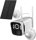 Solar Security Cameras Wireless Outdoor, 2K 4MP Solar Battery Powered Security Camera WiFi Security IP Camera with PIR Motion Detection, 2-Way Audio, Full Color Night Vision, with Solar Panel