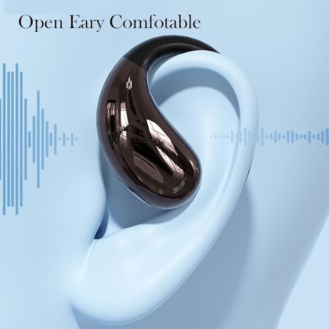 Bluetooth Headphones Wireless Earbuds in Opean/Non-Open Ear Use Earphone with Earhooks for Sport, HiFi Stereo, ENC Mic, About 40Hrs Playback for During Running/Workout, Office Black (Skin)