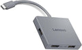 Lenovo USB-C 4 in 1 Travel Hub Block with Integrated Cable, 1x HDMI 4K @ 60Hz, 2X USB-A 3.2, 1x 3.5mm Combo, Luna Grey – Portable, Compact, High-Speed Connectivity Laptops PC Gaming Console Charging