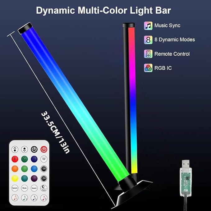 NBBUFF Led Light Bar with Music SynC Color Changing, Led Bar with App & Remote Control, RGB+IC & W Smart RGB Light Bar, USB Powered Led Lights, Dynamic PC Room Monitor Backlight Gaming Accessories