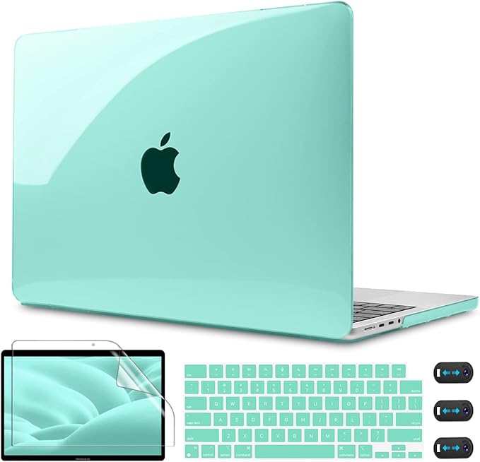 CISSOOK for MacBook Air 13 Inch Case 2021-2018 Release,Plastic Hard Shell Case with Keyboard Cover and Screen Protector for MacBook Air 13 A2337 M1 A2179 A1932 Model with Touch ID - Crystal Green