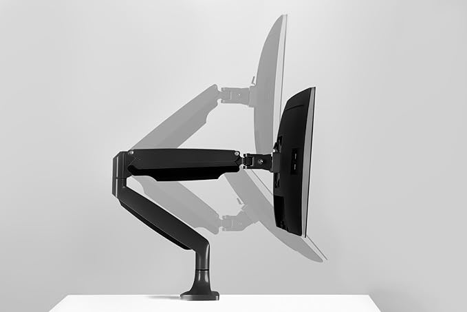 Mount-It! Single Monitor Arm Desk Mount with Gas Spring, Height Adjustable Monitor Stand for 13–32 Inch Screens up to 20 lbs, VESA 75x75 & 100x100, C-Clamp & Grommet, Sit-Stand Desk Compatible