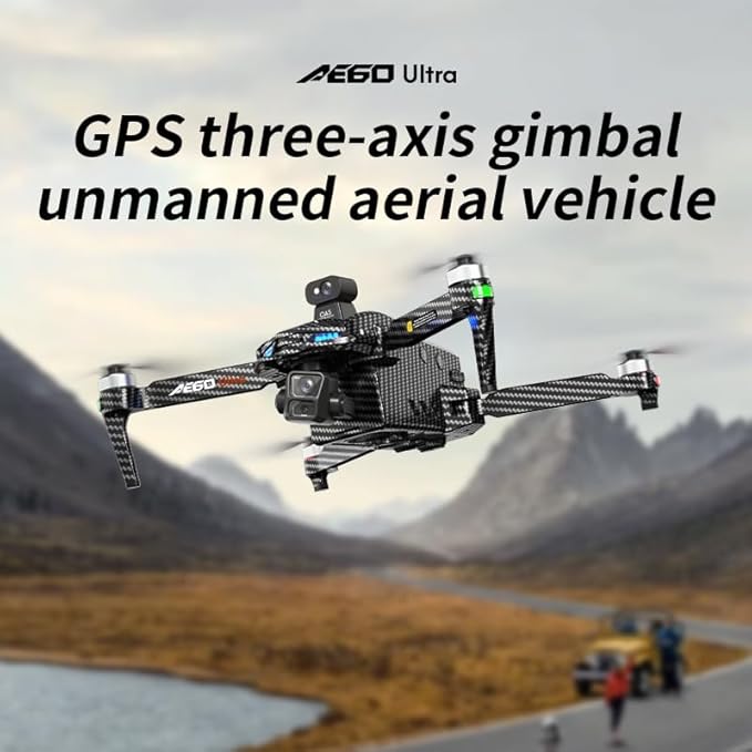AE60 Drone with Camera 4K for Adults & Beginners, GPS Drone with 3-Axis Gimbal, 1.3lb Payload Release and Drop, 1968FT Long Range, 45 Min Flight Time, 360° Obstacle Avoidance, Night Vision FPV Drone with 7.2" Screen Controller, Foldable (2 Batteries)