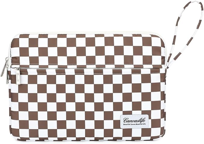 Canvaslife Laptop Sleeve Case Cover with Pocket for MacBook Pro 14 inch and 14 inch-14.4 inch HP, Lenovo, Dell, ASUS, Acer Notebook Computer (Brown Checker)
