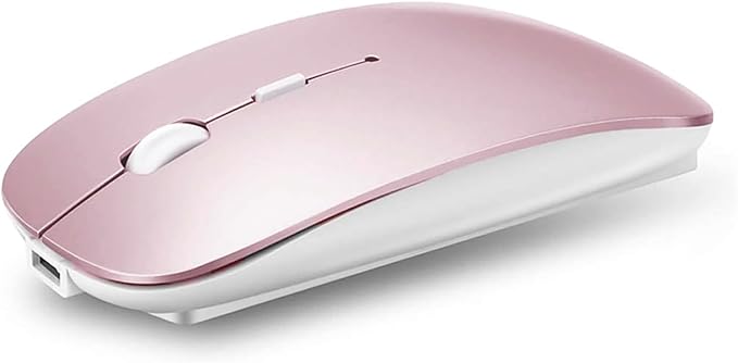 PEIBO Bluetooth 5.2 Mouse, Rechargeable Wireless Mouse for MacBook, iPad Pro, Chromebook, Windows Notebook, DELL, HP PC, Pink