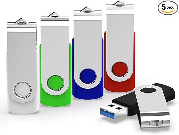 USB 3.0 Flash Drive, 64 GB Flash Drive 3.0 64GB Thumb Drive KEXIN 5 Pack USB Jump Drive Memory Stick Zip Drive, 5 Colors (Black, Blue, Green, White, Red)