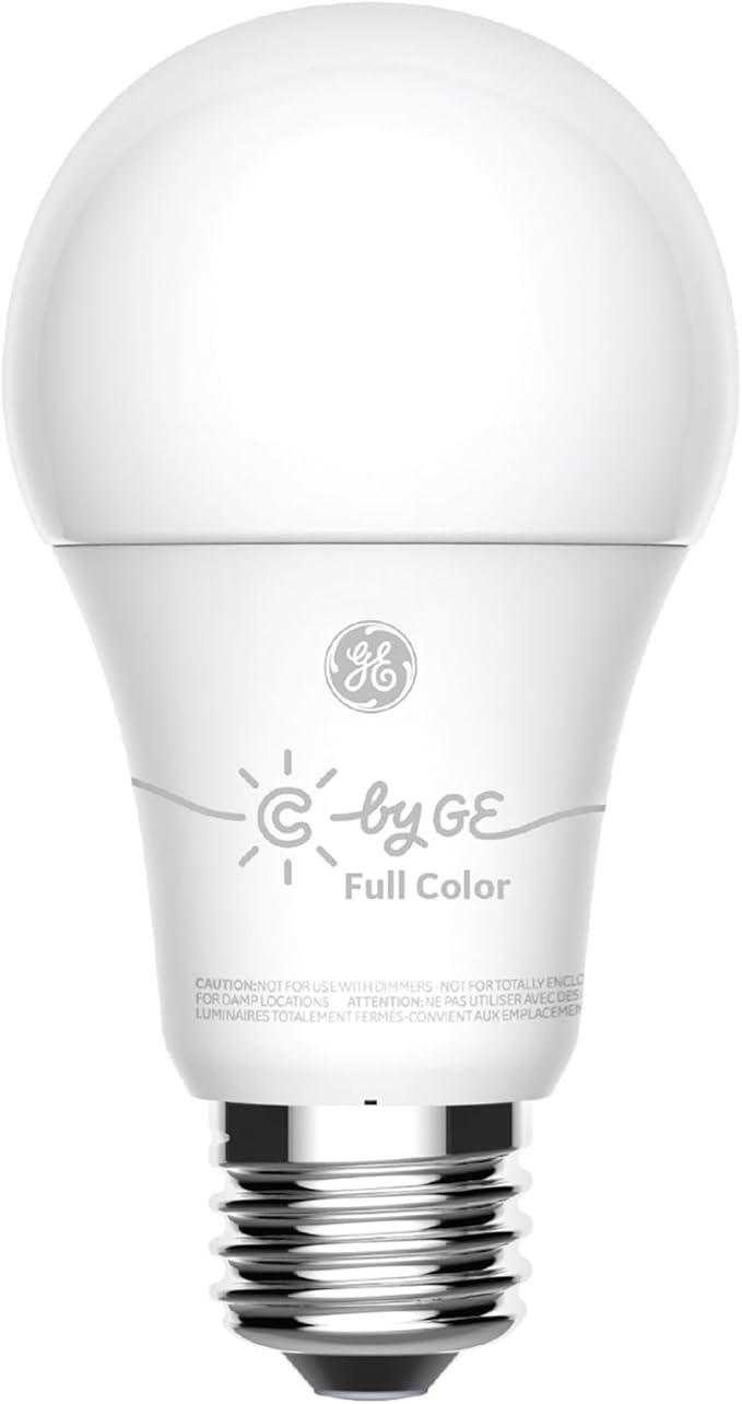 GE CYNC Smart LED Light Bulb, Full Color, Bluetooth Enabled, Alexa and Google Home Compatible,White, (1 Pack), Packaging May Vary