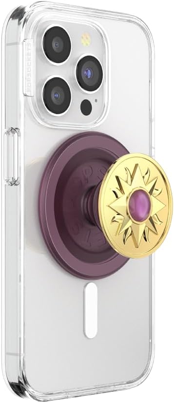 PopSockets Phone Grip for MagSafe, Magnetic Holder, Phone Stand, Gold - Enamel Sun Jewel Mauve
