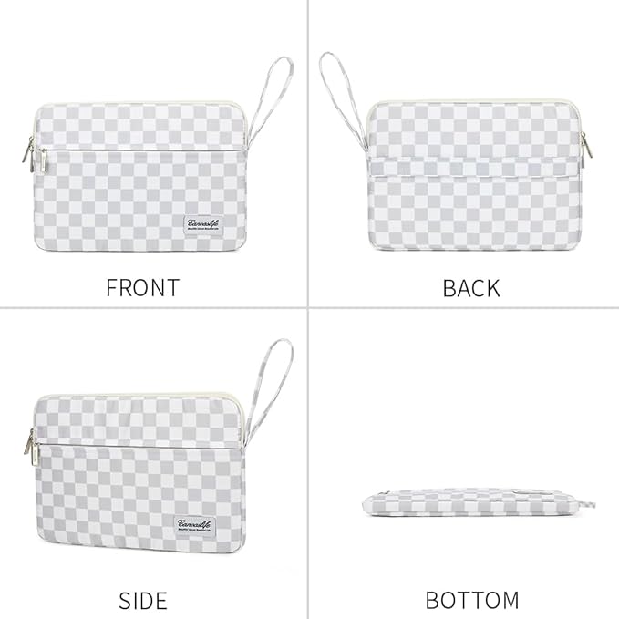 Canvaslife Laptop Sleeve Case Cover with Pocket for MacBook Pro 14 inch and 14 inch-14.4 inch HP, Lenovo, Dell, ASUS, Acer Notebook Computer (Grey Checker)