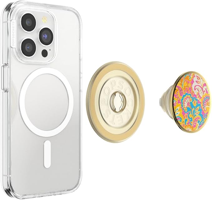 PopSockets Phone Grip for MagSafe, Magnetic Holder, Phone Stand, Gold - Gaudy Gold