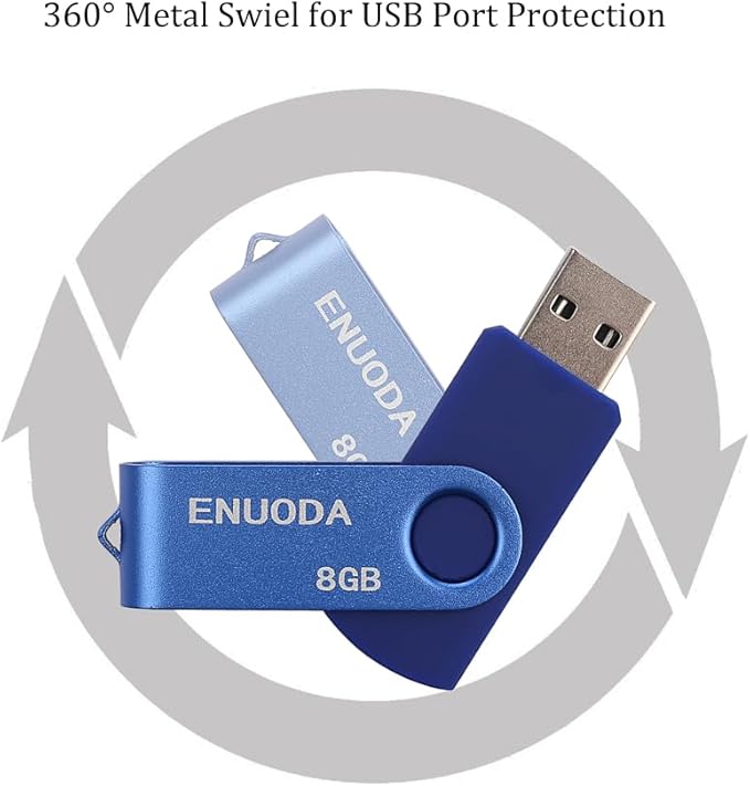 8GB Flash Drive 5 Pack ENUODA Thumb Drives 8GB Swivel Design USB 2.0 Memory Stick Jump Drive Pen Drive for Storage and Backup (5 Colors)