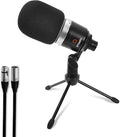 Artesia AMC-10 Condenser Microphone with Desktop Stand & 8ft XLR Cable Output, Professional Cardioid Studio Mic with Shock Mount & Pop Filter for Vocal Recording, Podcasting, Music Production