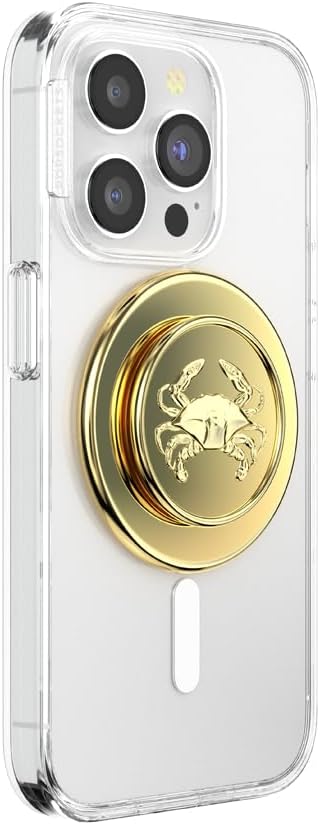 PopSockets Phone Grip for MagSafe, Magnetic Holder, Phone Stand, Gold - Enamel Dungeness