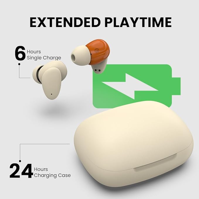 Avantalk Clan N1 - Active Noise-Canceling Wireless Earbuds for Music & Calls While Commuting with Hybrid ANC, Transparency Mode, Cute Bluetooth Headphones with Built-in Controls, Orange & Beige