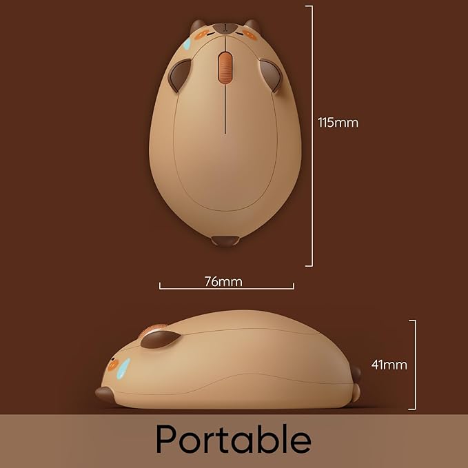Akko Wireless Gaming Mouse Capybara, Tri-Mode Mouse BT3.0/BT5.0/2.4G, Cute Optical Cordless Cartoon Mice for Computer/Laptop/Desktop/PC, Compatible with Mac/Win