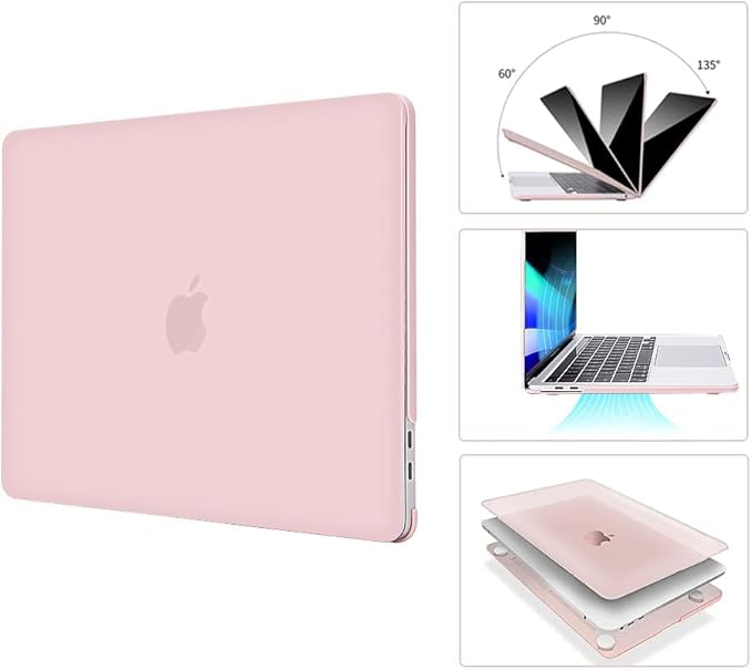 EooCoo Case Compatible with MacBook Air 13 inch M5 2026-2022 M4 M3 M2 A3449 A3240 A3113 A2681, Matte Hard Shell Scratch Resistant Protective Cover Compatible for MacBook Air 13.6 inch Case, Matte Pink