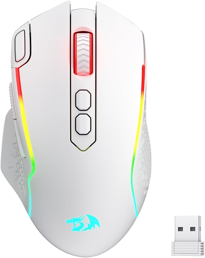 Redragon M810 MAX 3-Mode Wireless Gaming Mouse, 12000 DPI Wired/Wireless RGB Mouse w/Rapid Fire Key, 8 Macro Buttons, 188-Hour Reliable Power Capacity for PC/Mac/Laptop