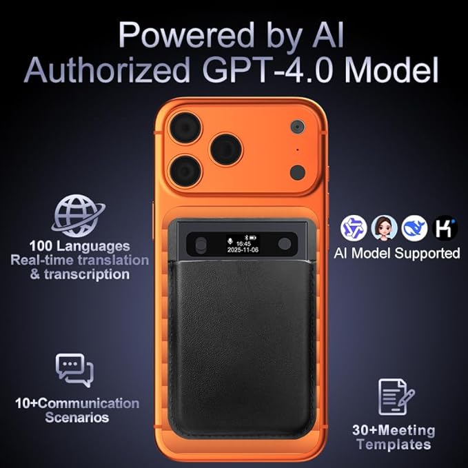 AI Voice Recorder, Transcribe & Summarize with AI, App Control, Supports 120+ Languages for Lectures, 64GB Memory, Audio Recorder for Lectures, Meetings, Calls,Blue