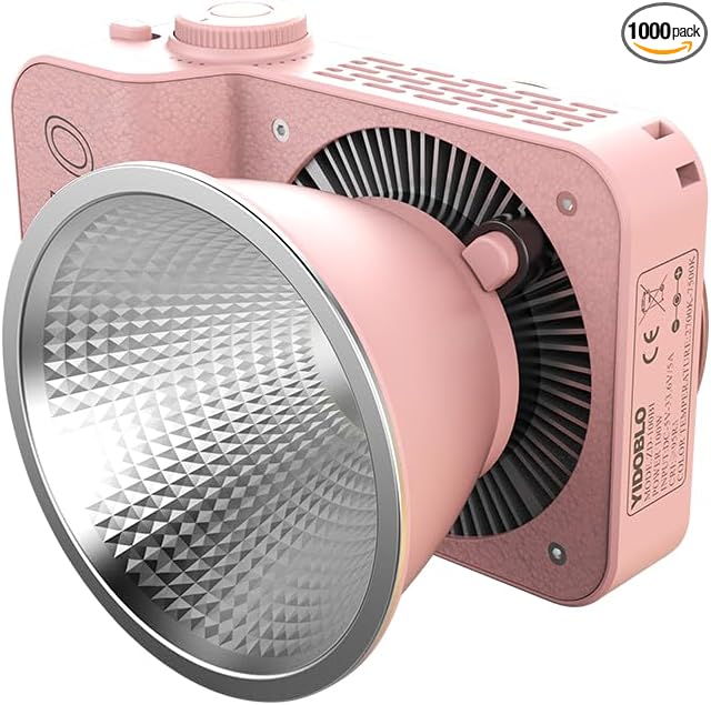 ZC-100BI 100W COB Video Light with Bowens Mount,10000Lux/m 2700K-7500K Bi-Color Camera Light with 10 Scenario Simulations Control Continuous Lighting for Photography (ZC-100 WPINK Mini KIT)
