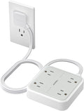 TESSAN Surge Protector Flat Extension Cord 5Ft, Flat Plug Power Strip with 4 Outlets, 900 Joules Protection, Multiple Wall Outlet Extender Suitable for Home Office Dorm, Grey