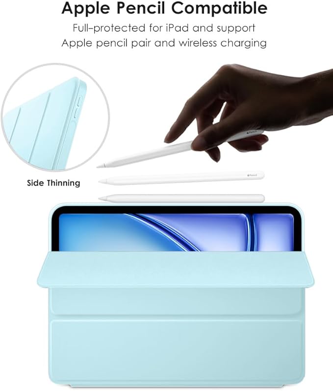 DTTO for iPad Pro 11 Inch 4th/3rd/2nd/1st Generation 2022/2021/2020/2018 Case, Also Fit iPad Air 11-Inch/5th/4th Gen, Slim Lightweight Trifold Stand Soft Back Cover，Auto Sleep/Wake,Ice Blue