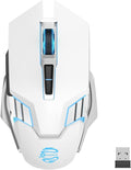 Bluetooth Wireless Gaming Mouse, RGB Rechargeable USB Wireless Mouse, Quiet Click, LED Backlit, Ergonomic, with Side Button, DPI Adjustable Computer Mice for Laptop PC MacBook Chromebook - White