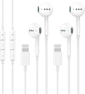 [Apple MFi Certified] iPhone Headphoens Wired, 2 Pack Lightning Earbuds Wired with Built-in Microphone & Volume Control HiFi Stereo Nosie Reduction Earphones for iPhone 14 13 12 11 Pro Max XS XR X 8