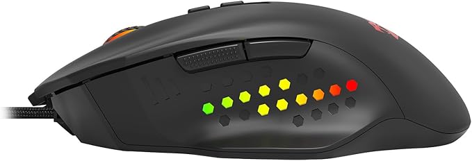 Redragon - Roadmaster M723 - Gaming Mouse - 12400 DPI Adjustable Wired Optical Gaming Mouse - 7 Programmable Buttons - 5 Backlit Modes - Max 12400DPI - 180CM High-Speed USB Braided Cable