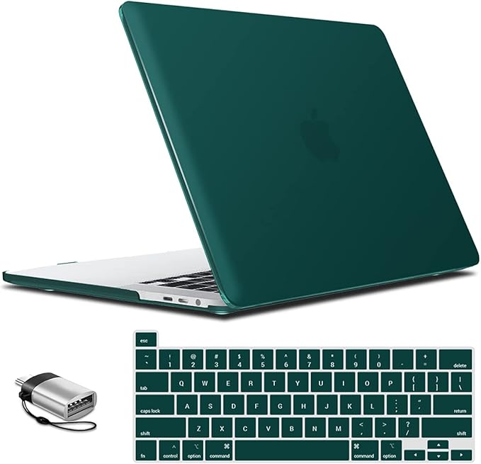 IBENZER Compatible with MacBook Pro 16 Inch Case A2141 Release 2020 2019, Hard Shell Case with Keyboard Cover & Type C Adapter for Old Version Mac Pro 16’’, Quetzal Green, T16QUGN+1TC