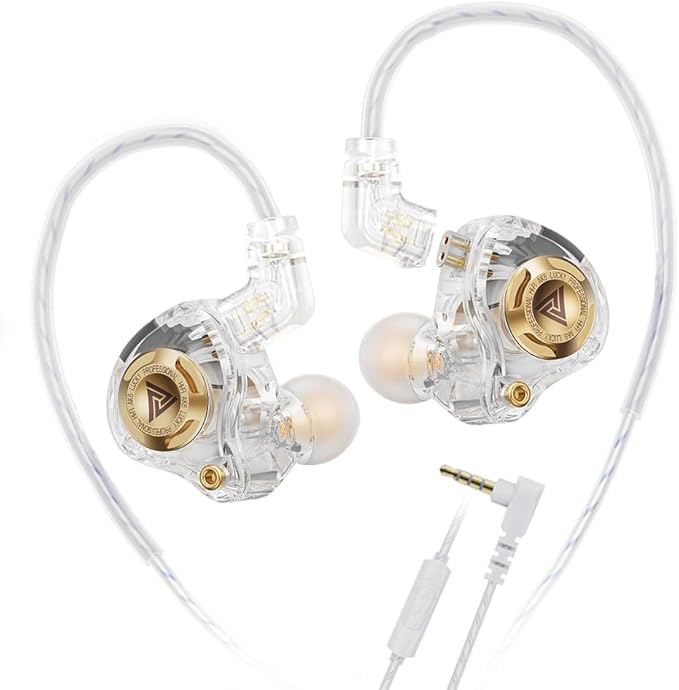 Qkz Ak6 Lucky in Ear Monitor, HiFi Wired Earbuds, Tunable Sound Wired Headphones Gaming Earbuds with 3-Level Adjusting Switch, Detachable Cable for Music Gaming Video Calling (White)