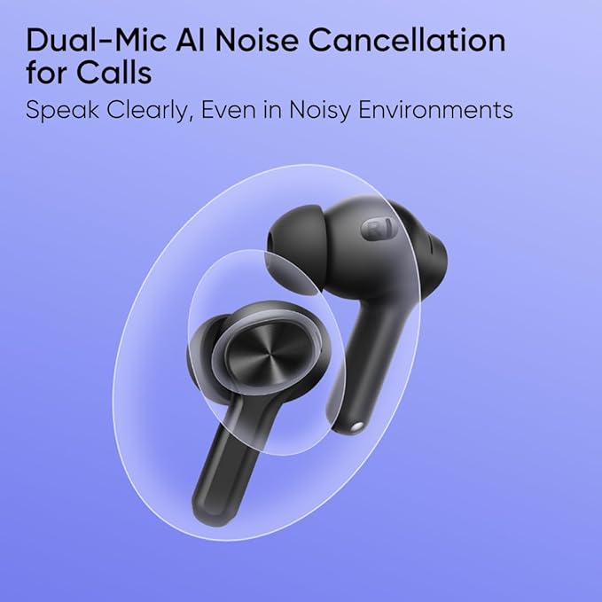 realme Buds T200 Lite Bluetooth in Ear Earbuds,4 Mic, AI ENC for Calls,48 Hours Total Playback with Fast Charging and Ultra Low Latency Gaming TWS, Google Fast Pair, with mic - (Black)