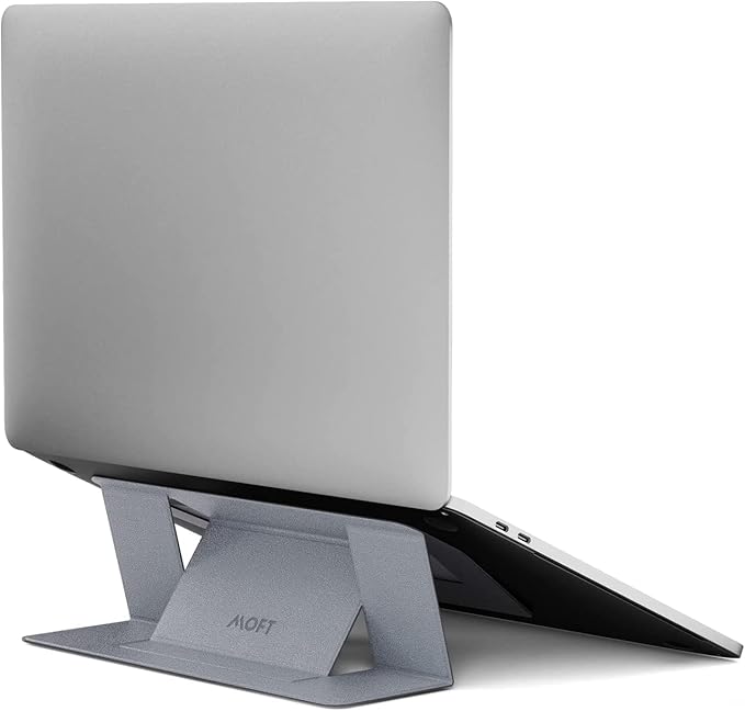 MOFT Laptop Stand for Desk, Stick-On Computer Stand with Dual-Angle, Ergonomic Laptop Riser Holder for Travel, Foldable & Portable MacBook Stand Fits 11.6"-16" Laptops, Silver