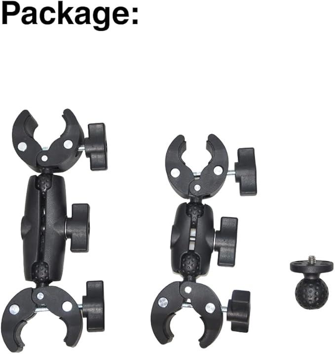 Action Camera Motorcycle Mount kit for DJI Osmo Action, Insta 360 X5/X4, Compatible with GoPro Max 2, Hero 13/12, Hero 11, Hero 10 - Dual Clamp,for 3rd Person View (Sitck is not Included)