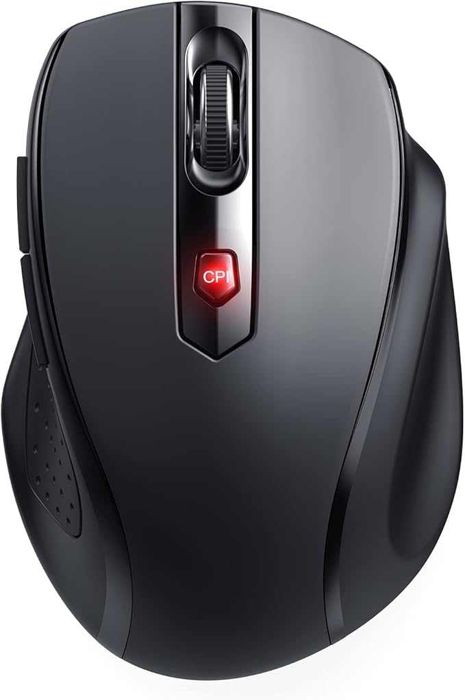 HOTWEEMS Wireless Mouse Bluetooth, Ergonomic Computer Mouse with 2400 DPI 5 Levels, 6 Buttons, 18 Month Battery, Silent Mouse for Laptop Mac PC Chromebook
