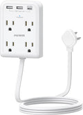 Surge Protector Power Strip, Outlet Extender Stick with USB C Ports, 4 Outlet 3 USB, 4 FT Extension Cord Flat Wall Plug, Home Office Dorm Room Essentials, White