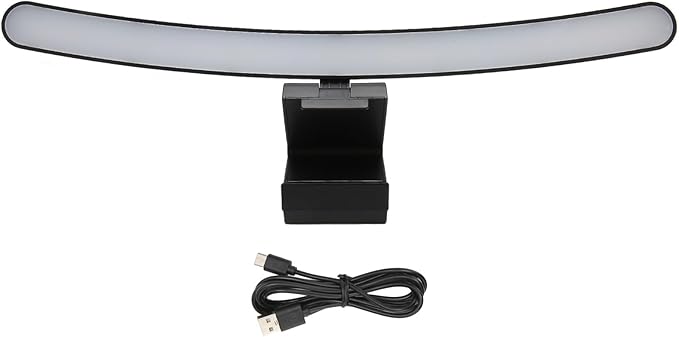 Curve Computer Light Curved Monitor Light Bar - Stepless Dimming 3 Color Temperature Touch Control - Type C Computer Screen Lamp for Eye Protection & Optimal Productivity