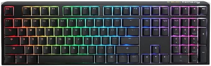 Ducky One 3 Black 100% Mechanical Keyboard: Quack Mechanics Dampening, Hot-Swappable Cherry Blue Switches, High-Density PBT Doubleshot Keycaps, RGB, US, Black